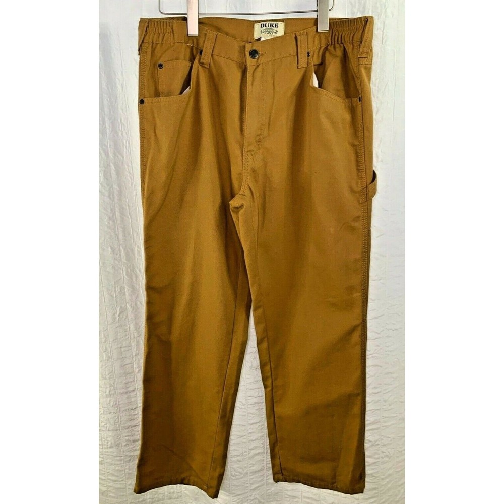 Duke Haband Mens Size 34 Pants Relaxed Elastic Waist Carpenter Rust Brown